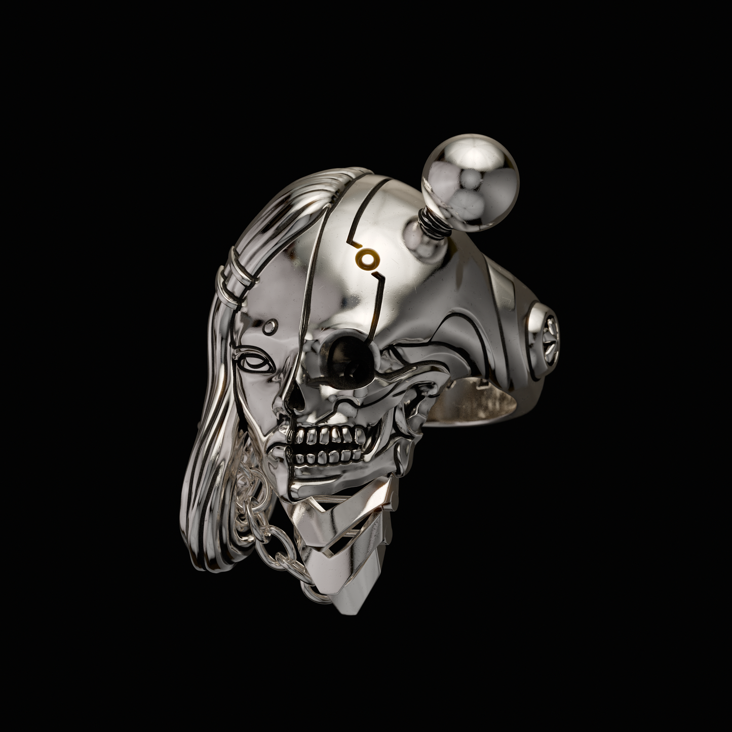 Ginton x Krylev Limited Time Collaboration piece Solid 925 Sterling Silver Ring with moving neck guard. A ring to represent the duality within - for better or for worse. Made to Order in The U.S.A. Ordering will only be available until the end of July. Item will begin shipping in August. 