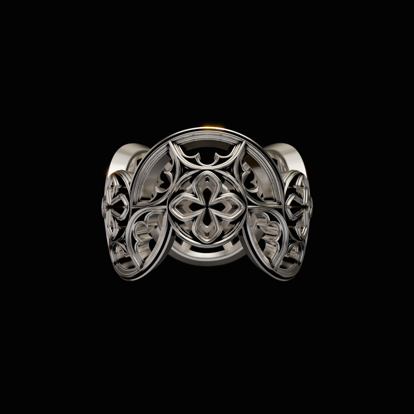 Solid 925 Sterling Silver Band.Band from the Gothic Quarters Collection. Each ring is independently polished, inspected and made to last a lifetime. Made in U.S.A.For a limited time only. Back View.