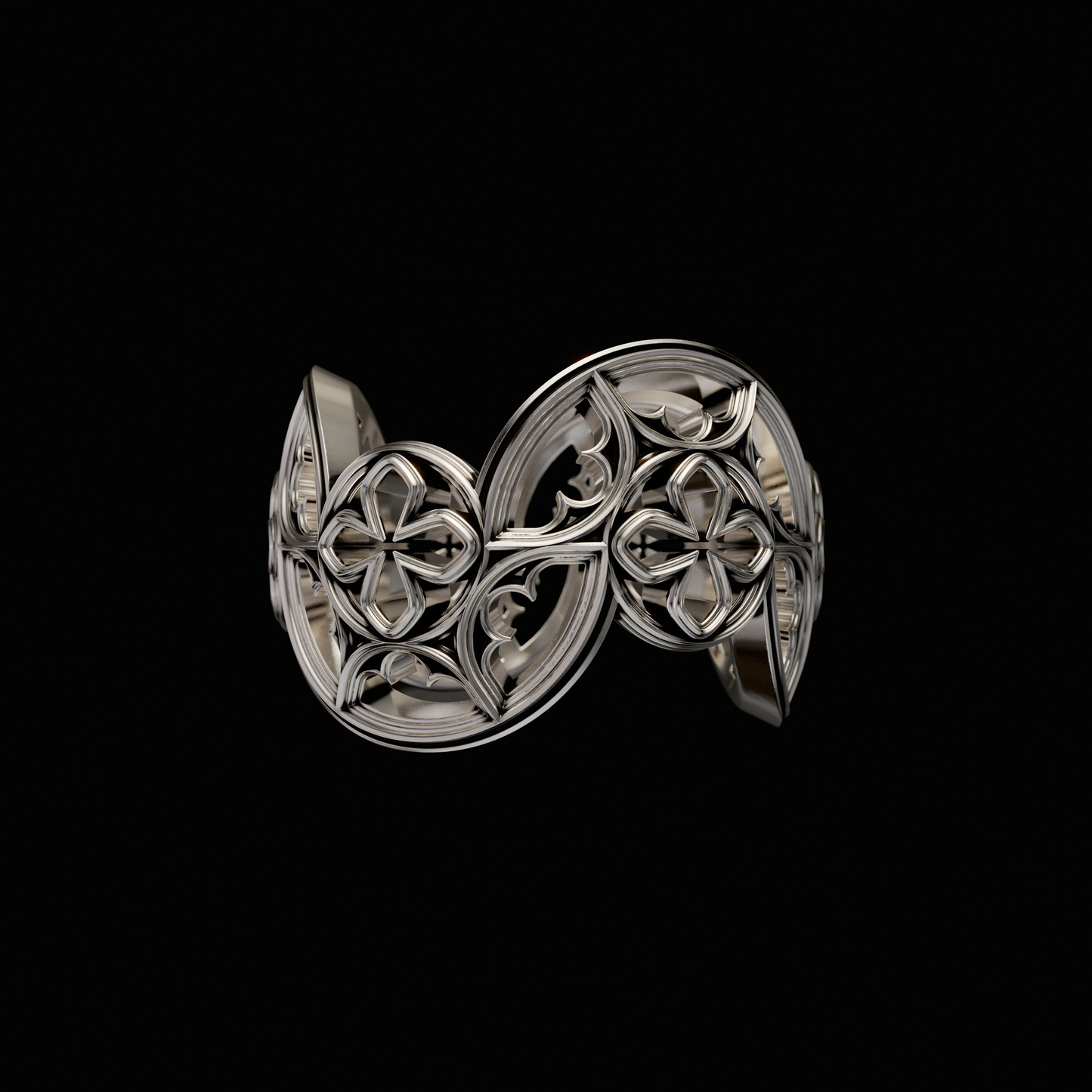 Solid 925 Sterling Silver Band.Band from the Gothic Quarters Collection. Each ring is independently polished, inspected and made to last a lifetime. Made in U.S.A.For a limited time only. Side view.