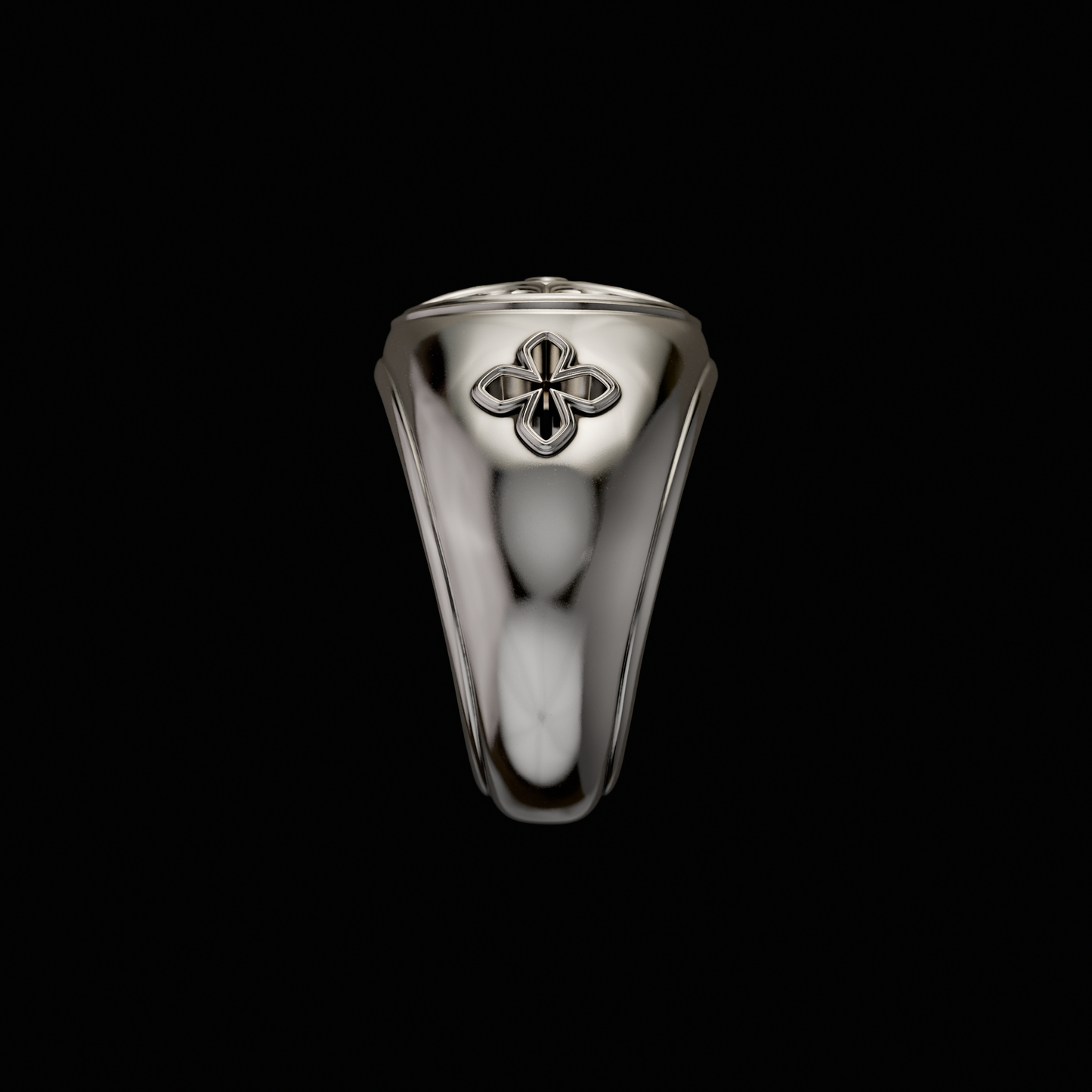 Solid 925 Sterling Silver Ring.Signet Ring from the Gothic Quarters Collection. Each ring is independently polished, inspected and made to last a lifetime. Made in U.S.A.For a limited time only. Side View.