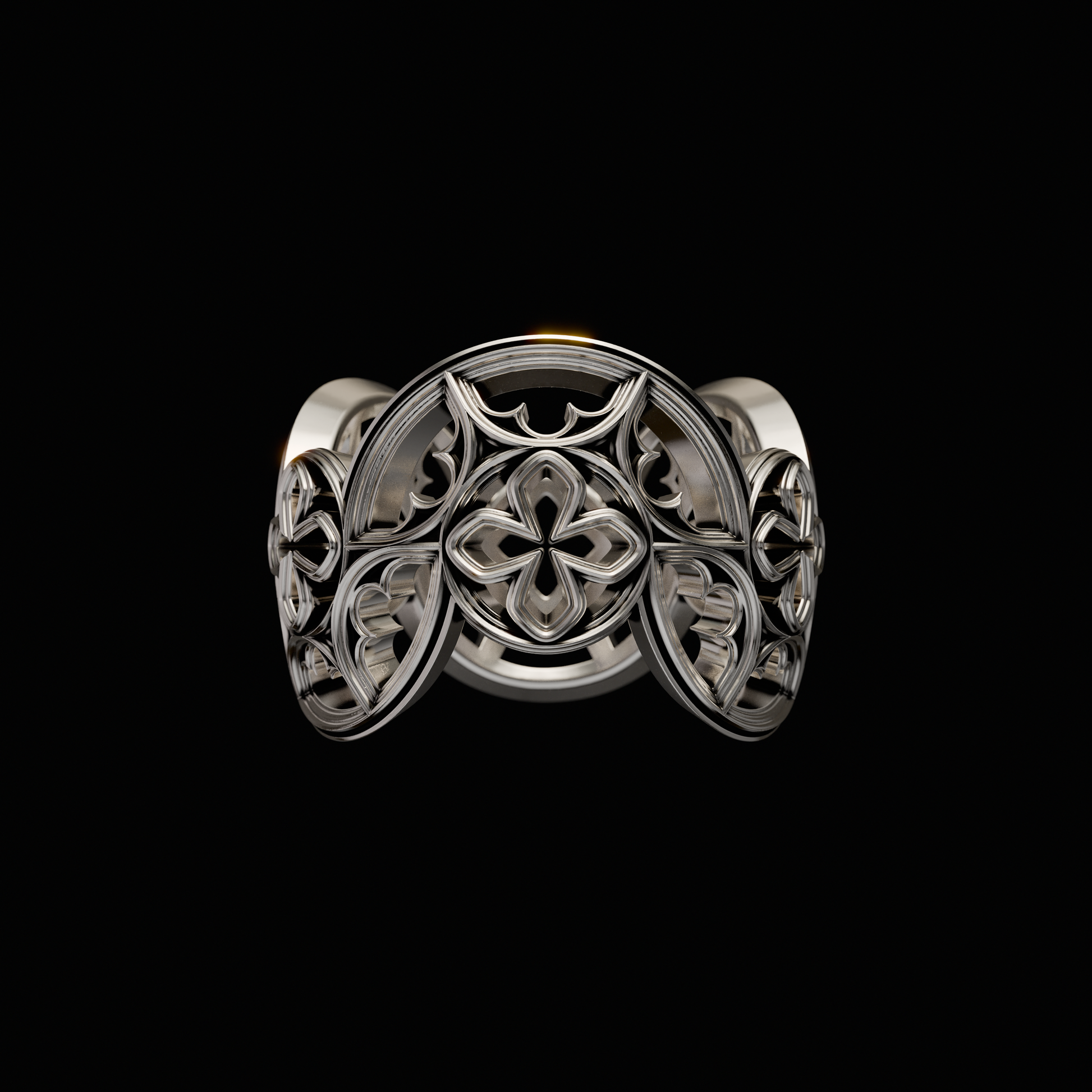Solid 925 Sterling Silver Band.Band from the Gothic Quarters Collection. Each ring is independently polished, inspected and made to last a lifetime. Made in U.S.A.For a limited time only. Back View.