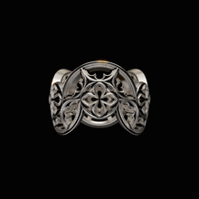 Load image into Gallery viewer, Solid 925 Sterling Silver Band.Band from the Gothic Quarters Collection. Each ring is independently polished, inspected and made to last a lifetime. Made in U.S.A.For a limited time only. Back View.
