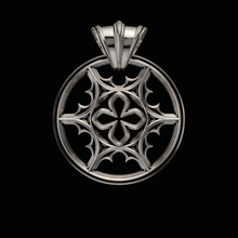 Load image into Gallery viewer, Solid 925 Sterling Silver Pendant.Pendant from the Gothic Quarters collection. Sizes available in Small (1in diameter) and Large (2.5in diameter) Each pendant is independently polished, inspected and made to last a lifetime. Made in U.S.A.For a limited time only.Pendant only - please send a message to order with chain. Front View.
