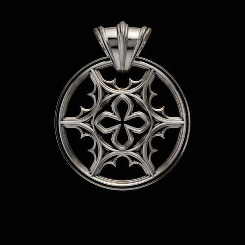 Solid 925 Sterling Silver Pendant.Pendant from the Gothic Quarters collection. Sizes available in Small (1in diameter) and Large (2.5in diameter) Each pendant is independently polished, inspected and made to last a lifetime. Made in U.S.A.For a limited time only.Pendant only - please send a message to order with chain. Front View.