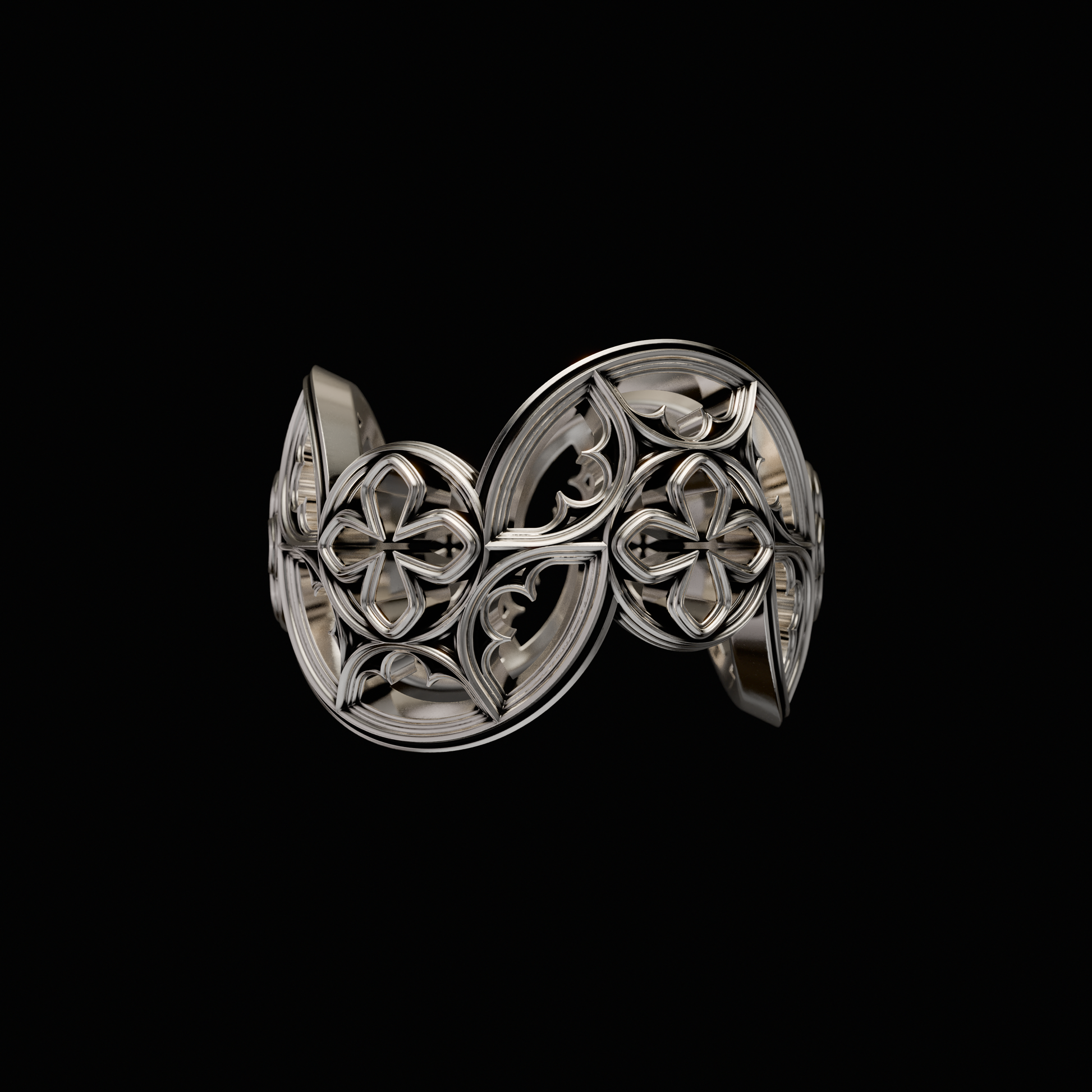 Solid 925 Sterling Silver Band.Band from the Gothic Quarters Collection. Each ring is independently polished, inspected and made to last a lifetime. Made in U.S.A.For a limited time only. Side view.