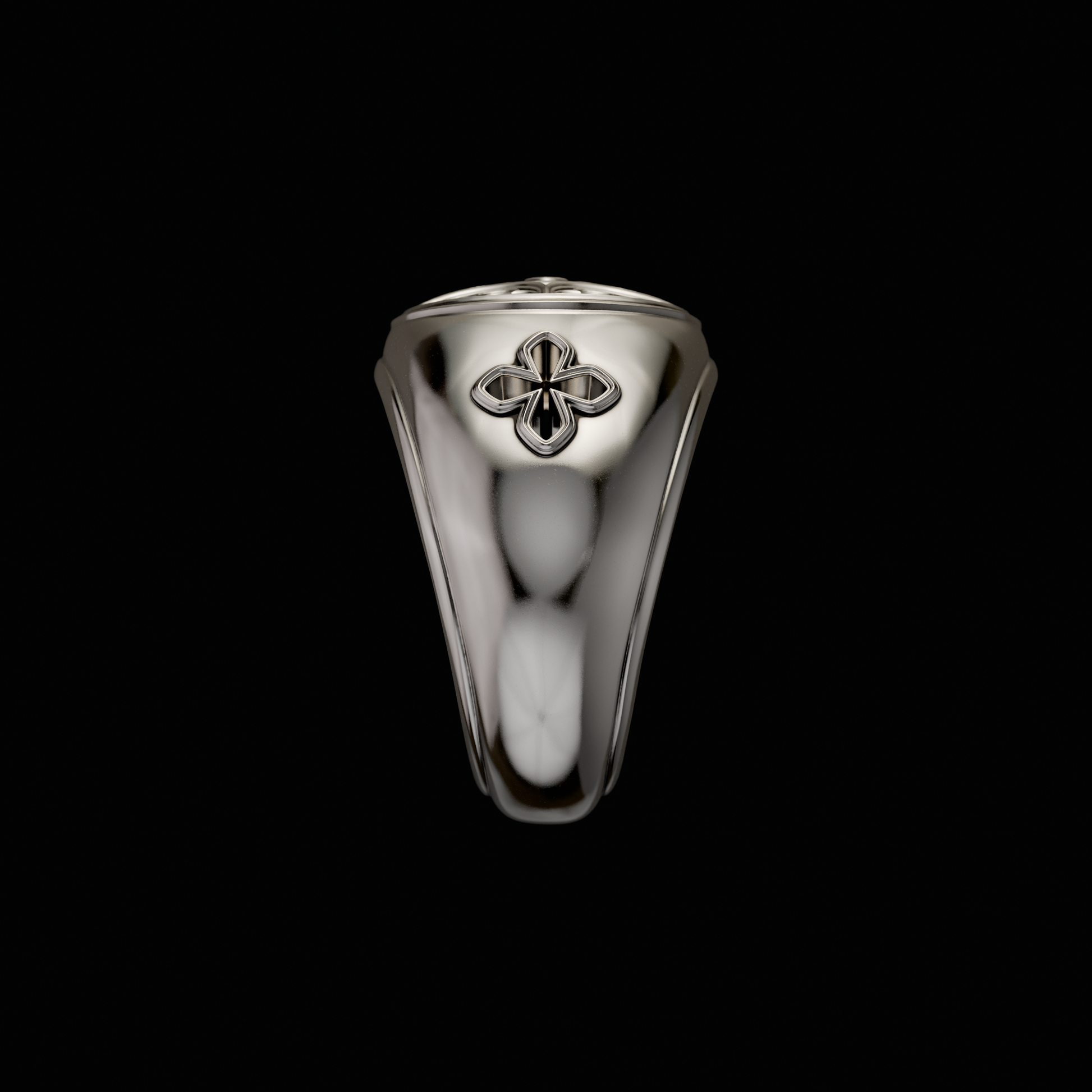 Solid 925 Sterling Silver Ring.Signet Ring from the Gothic Quarters Collection. Each ring is independently polished, inspected and made to last a lifetime. Made in U.S.A.For a limited time only. Side View. 