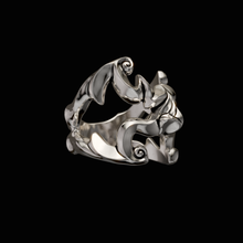 Load image into Gallery viewer, Solid 925 Sterling Silver Ring.Design inspired by expressions of traditional Japanese Oni Masks. Each ring is independently polished, inspected and made to last a lifetime. Made in U.S.A. For a limited time only. Side View.
