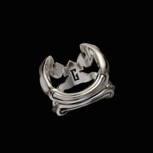 Load image into Gallery viewer, Solid 925 Sterling Silver Ring.Design inspired by expressions of traditional Japanese Oni Masks. Each ring is independently polished, inspected and made to last a lifetime. Made in U.S.A. For a limited time only. Back View.
